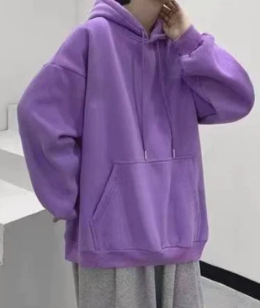 Hong Kong Style Purple Hooded Long Sleeve Women’s Top
