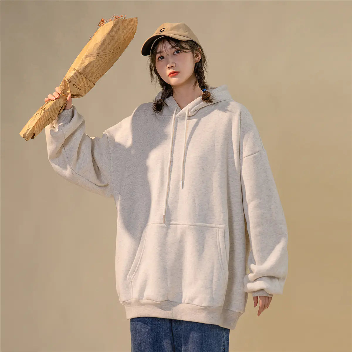 Hong Kong Style Purple Hooded Long Sleeve Women’s Top